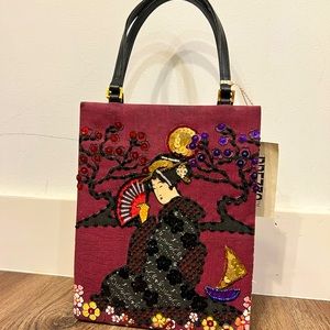 Prezzo Japanese geisha girl sequin handbag nwt
